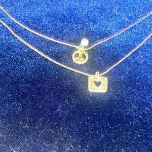 Brighton Love & Peace Heart Necklace, double strand w/ freshwater pearl